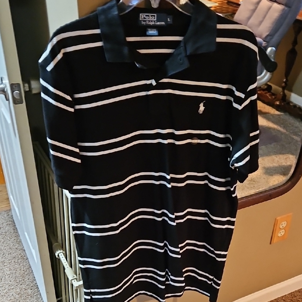 Polo by Ralph Lauren Black and White Striped Polo Shirt
